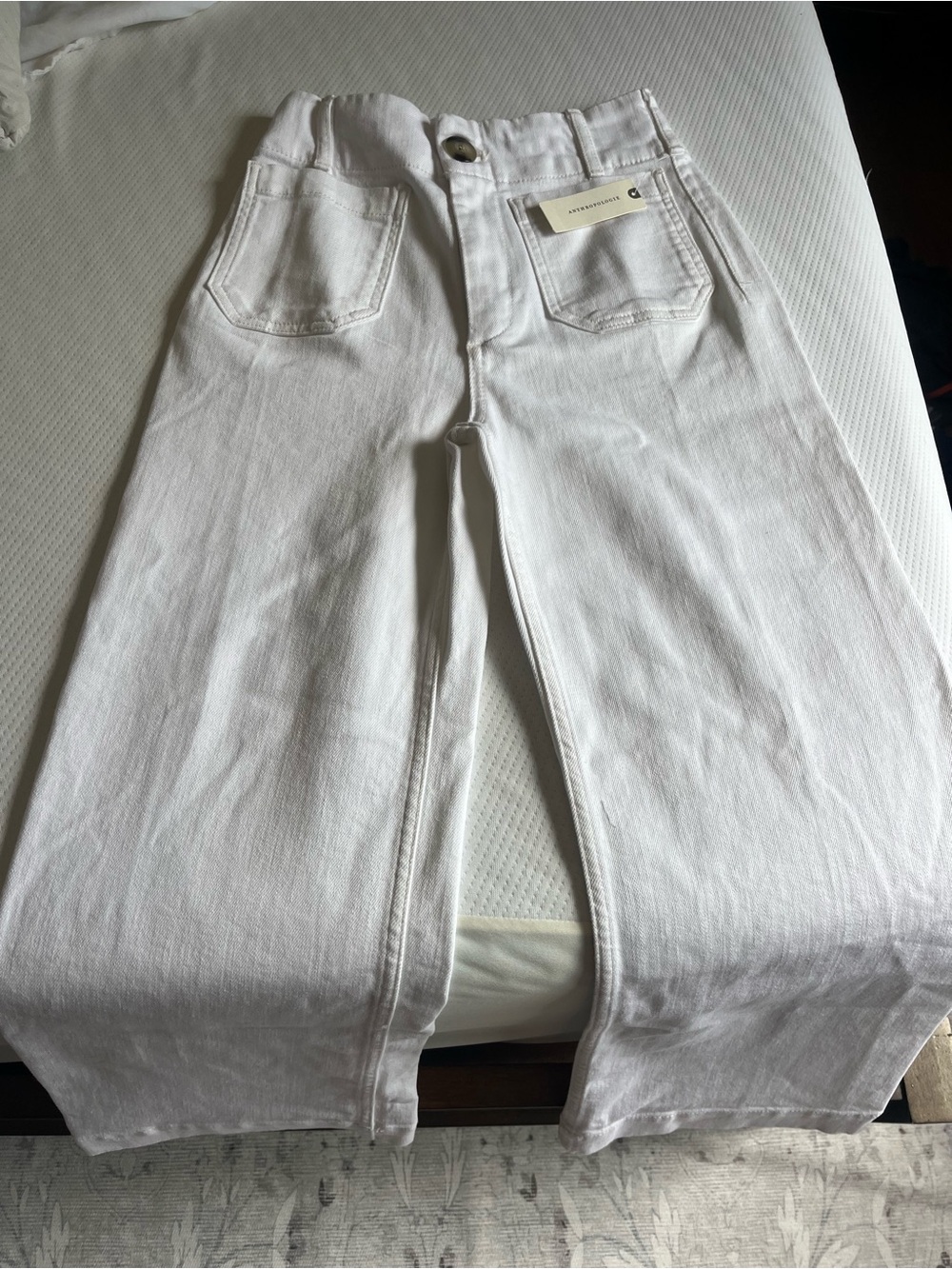 Maeve Colette Anthropologie White Wide Leg Denim Jeans